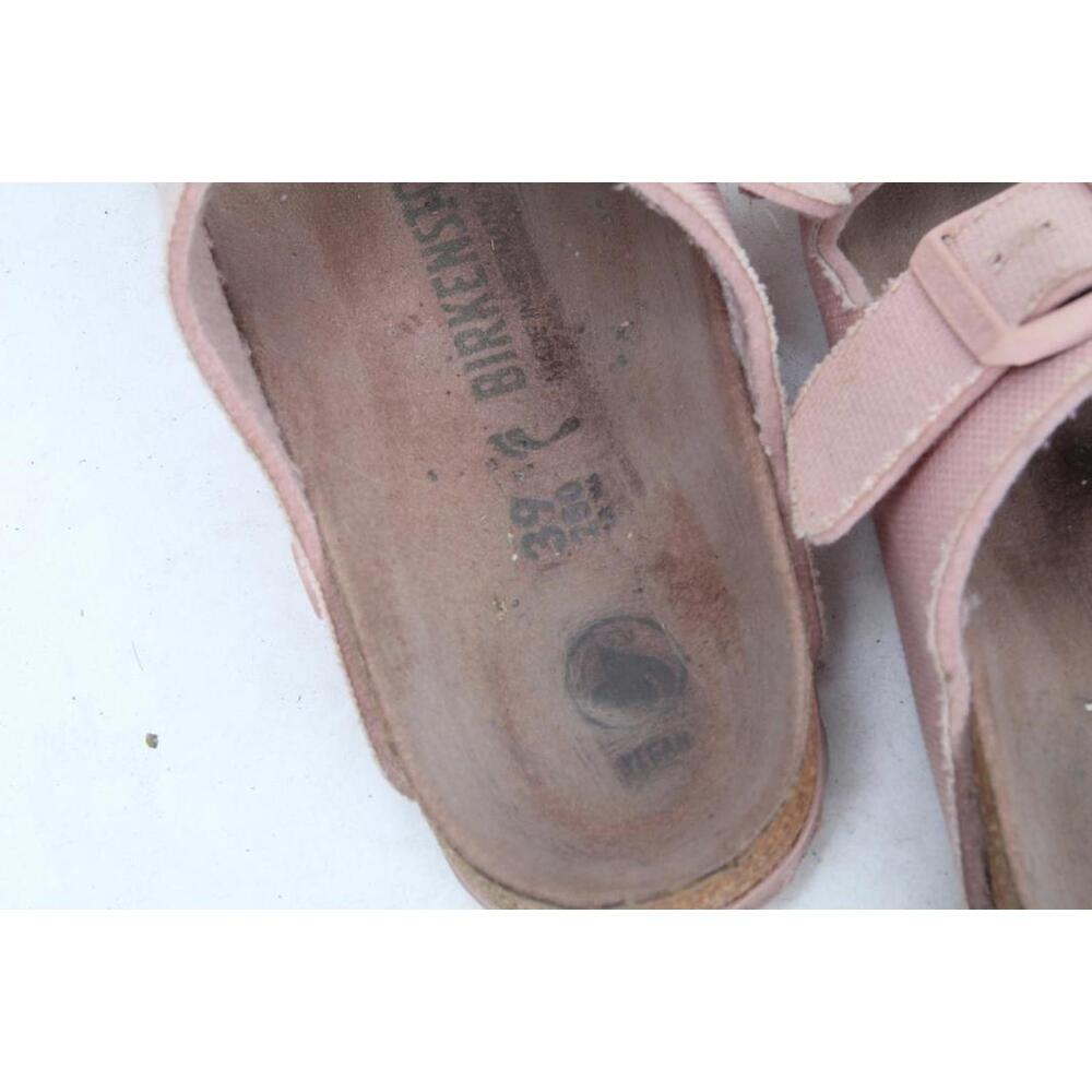 Birkenstock Arizona Vegan Soft Pink Canvas Shoes Slide Slip On  39 / 8 Narrow - Picture 13 of 13